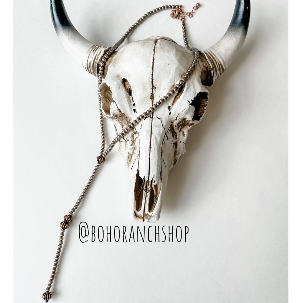 Navajo Style Pearl Y Necklace Copper Western Pendant